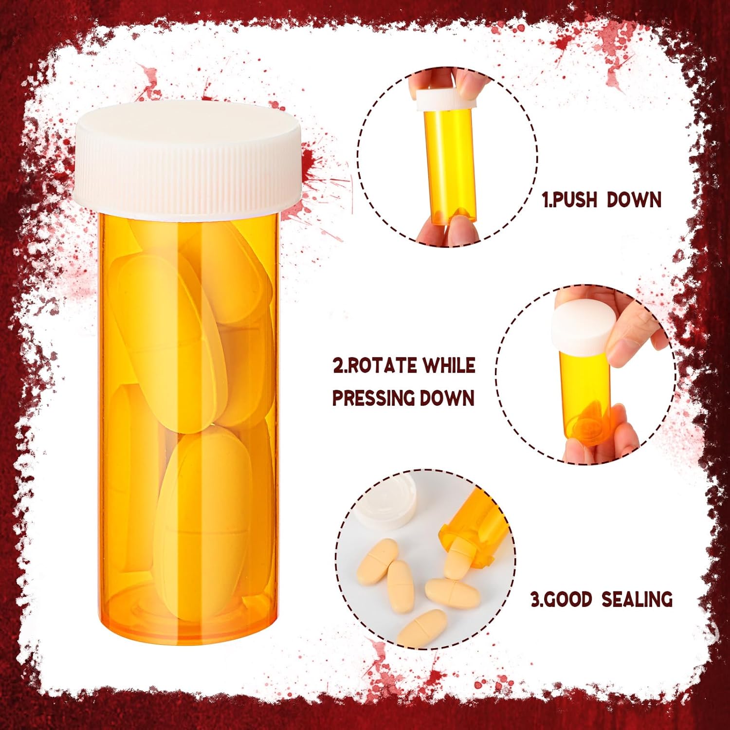 Uiifan 120 Pcs Halloween Party Supplies Blood Bags for Juices Jelly Syringes 2 oz Cups with Lids Pill Candy Bottles Vampire Drink Pouches Containers for Zombie Props Nurse Party Decorations