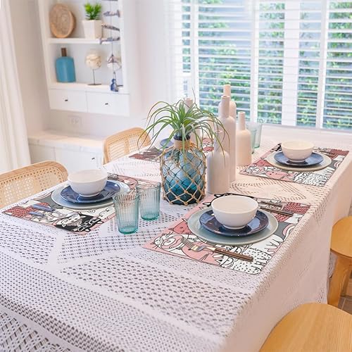 Miniatura 8 de Lovely Cats Pattern Placemats Set of 4 Table Mats Washable Placemat Waterproof Place Mats for Party Home Dining Table Decor 18x12 in
