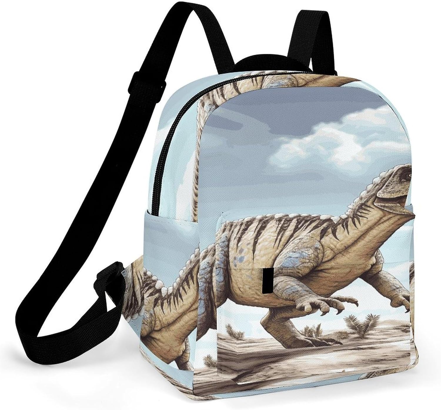 Dinosaur Walking Mini Backpack Purse for Women | Waterproof durable oxford cloth casual daypack, lightweight small rucksack for work travel outdoor camping daily use & gift