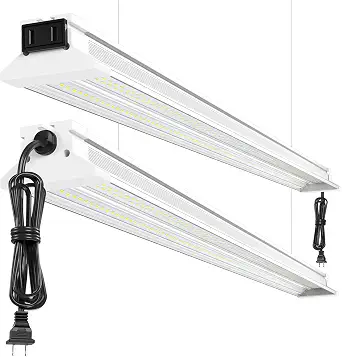 60W 4-Foot LED Shop Lights 2-Pack, Linkable Ceiling or Hanging Mount, 5000K, 9000lm, Garage and Workshop Lighting