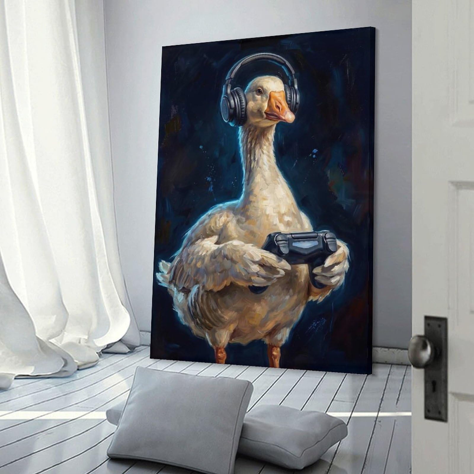 Junmoney Frame-Style-3 Canvas Art Print Gamer Goose, 24X36inch(60X90cm), For Contemporary Homes, Apartments Or Offices, Decorative Canvas Decor For Home Updates