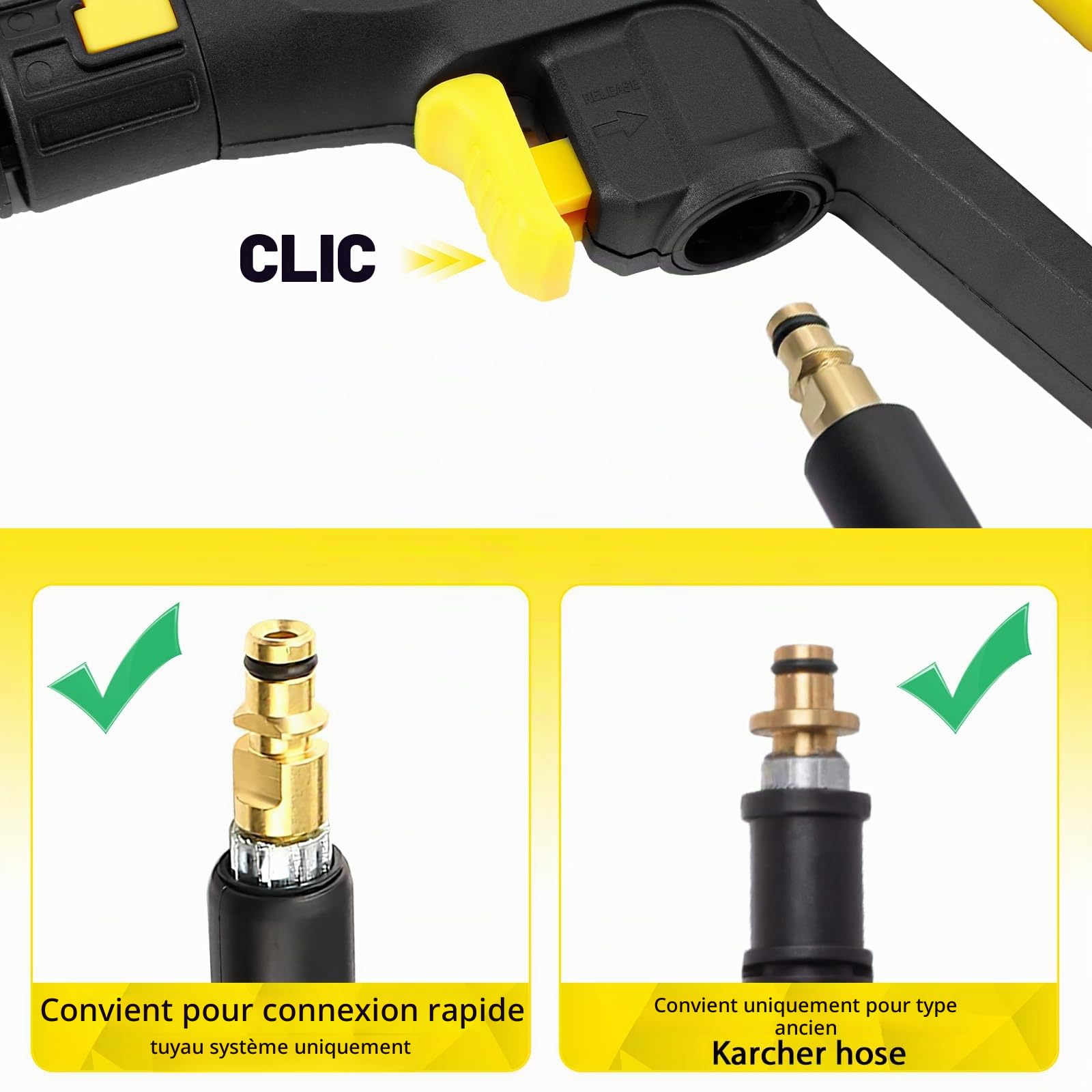 Kit de Pistolet de Nettoyeur Haute Pression Hierbla 2175 Psi pour Karcher K2-K7 Accessoires de Nettoyeur Haute Pression de Remplacement pour Tuyau Système de Connexion Rapide avec buse réglable