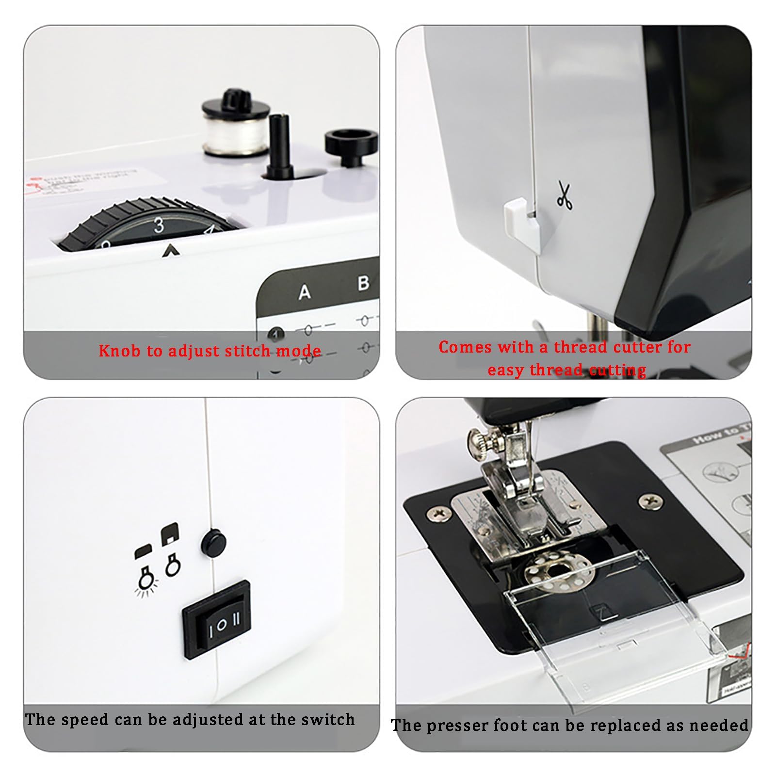 Máquina de Bordar Digital eléctrica, máquina de Coser automática Multifuncional con Mesa de extensión/Cuchilla de Corte, 38 Modos de Puntada/tensión Ajustable/Velocidad Ajustable