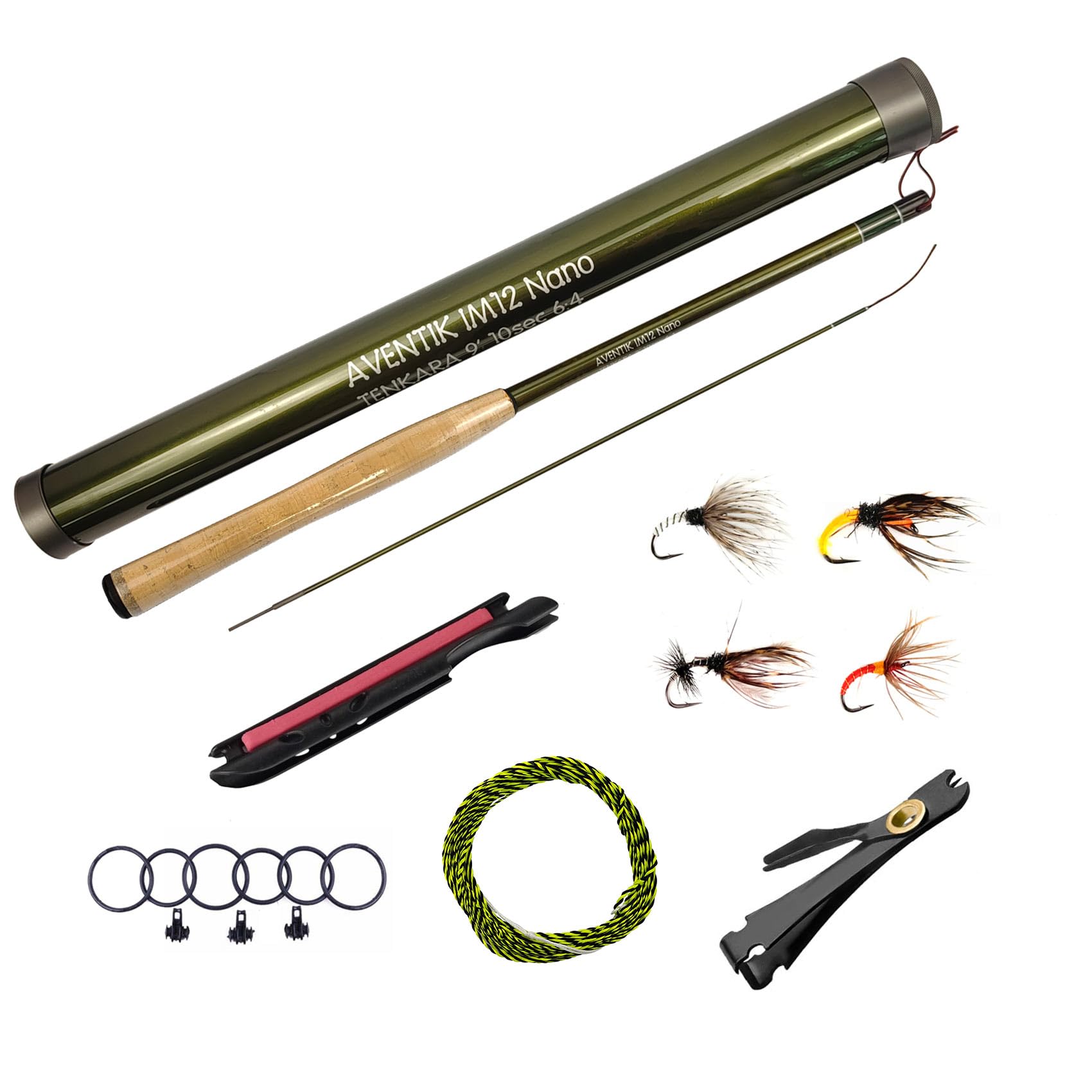 Tenkara Rods Pro IM12 Nano 6:4 Action Mini Tailles Toutes Conditions d'eau Tube de Carbone Emballage de qualité Tubes de Carbone Sections de Rechange supplémentaires incluses, Cannes à Mouche Tenkara