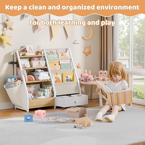 Miniatura 6 de Estantería para niños y almacenamiento de juguetes, estante para libros para habitaciones de niños, estantería para bebés para guardería,