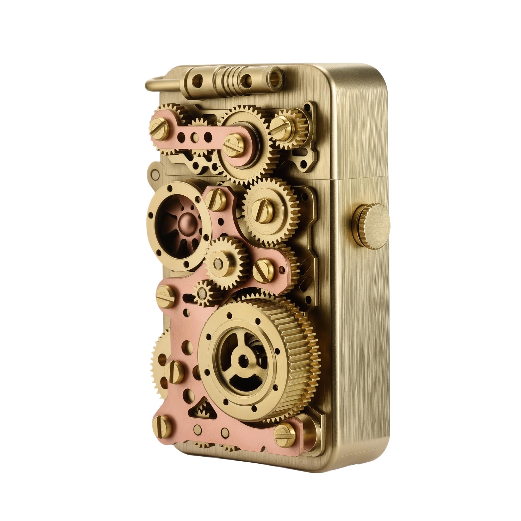 Einzigartiges Retro Soft-Flame Kupfer Mechanisches Kerosin Feuerzeug Automatische Zündung Nachfüllbar Steampunk Schaltgestänge Sicherheitsschloss Luxus Komplex Sammlerstück Geschenk für Freund Thorens | Einzigartige automatische Zündung, nachfüllbares Ste