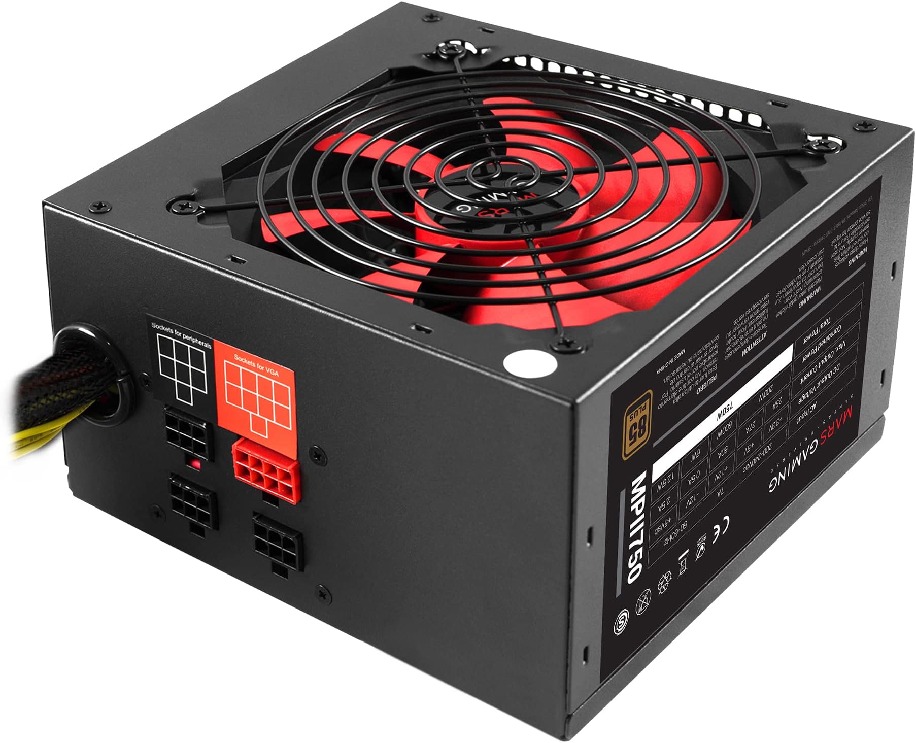 MARSGAMING MPIII650, PC ATX 650W Voeding, 5 Jaar Garantie, Stille AI Rpm Technologie 85 Efficientie Wit 647169920