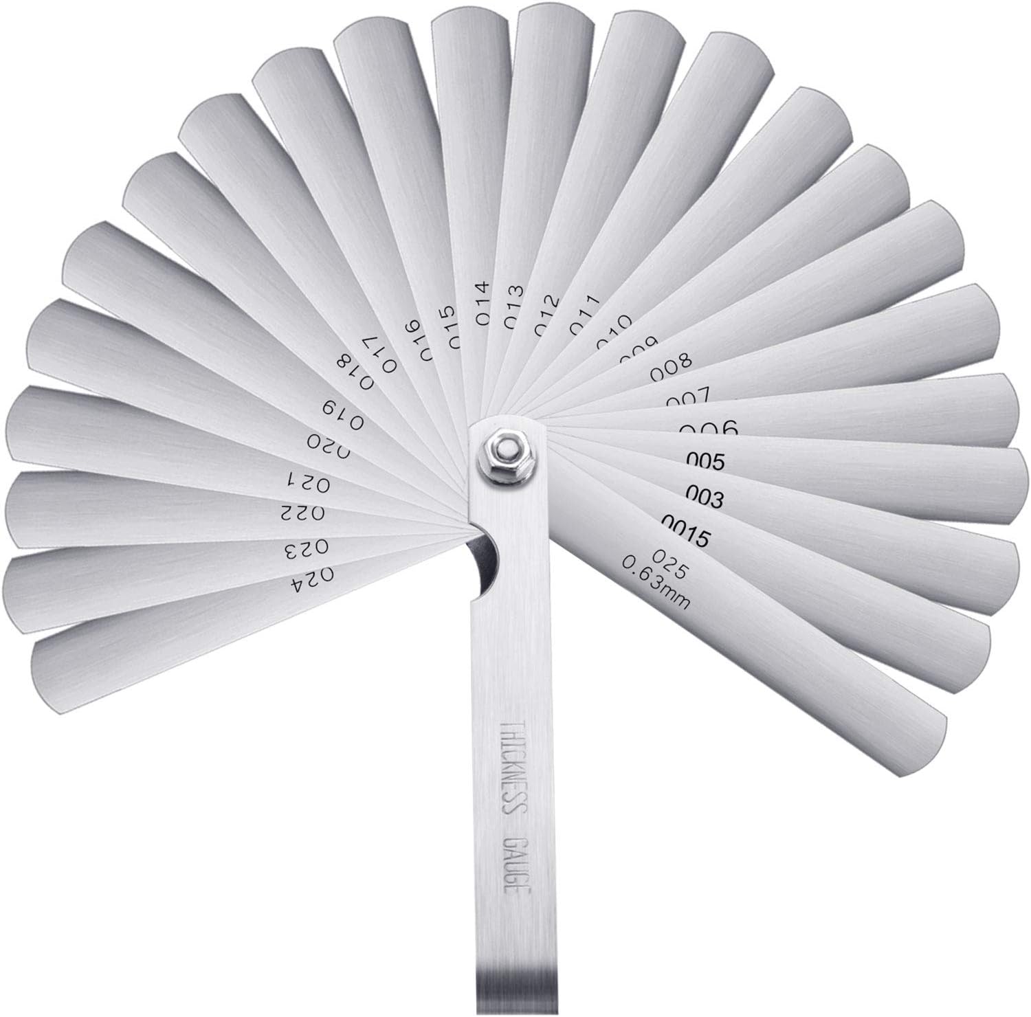 Stainless Steel Feeler Gauge Dual Marked Metric and Imperial Measuring Tool (0.0015/0.04-0.025/0.635 mm, 26 Blades)