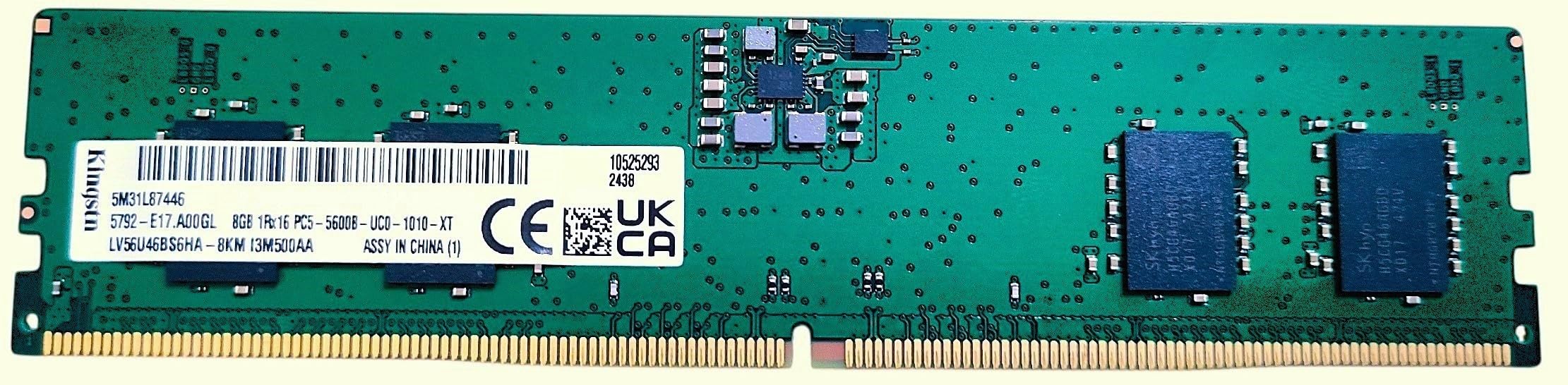 RAM 8GB DDR5 DIMM 5600MT/s Non ECC CL46 1Rx16 LV56U46BS6HA-8KM, Memoria Desktop Kingstn con Chip di Memoria SkHinix