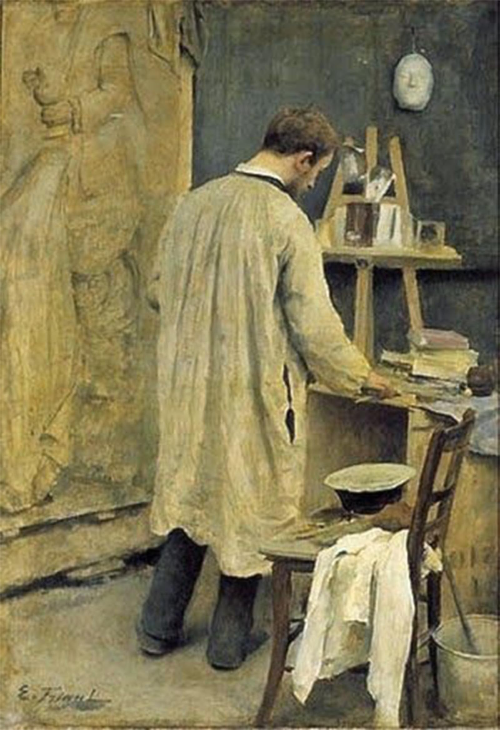 SERENDIPITP Retro Picture Poster Wall Art Pictures Painting Interior of Studio Emile Friant Wall Art Canvas Print for Wall Decor 60x90cm