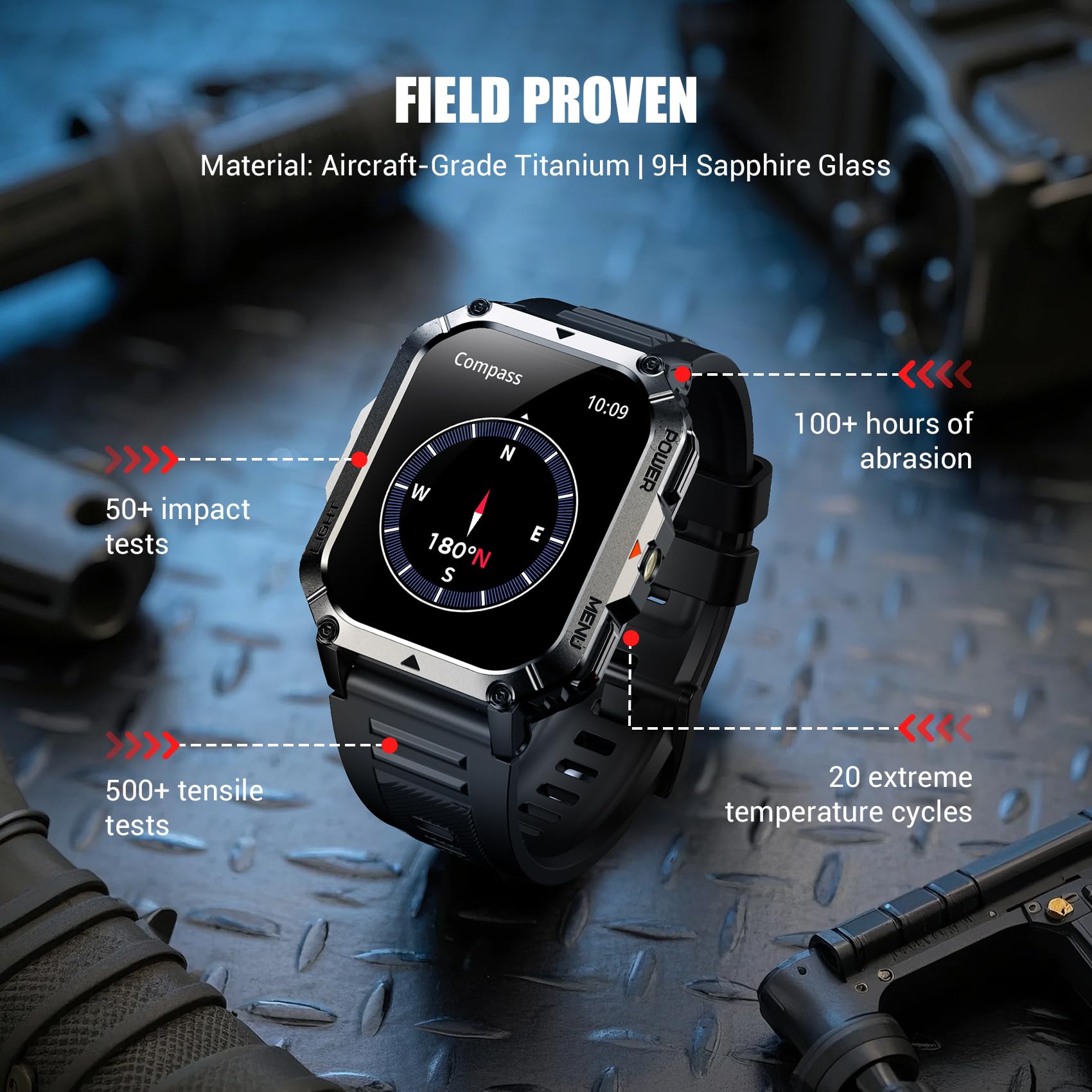 Military Smart Watches for Men, Super Large 2.01"Fitness Watch HD Display, Sports Smartwatch with LED Flashlight/100-Day Battery/24 Hrs Heart Rate & Sleep Monitor/120+ Sports Modes/GPT Voice AI(Black)