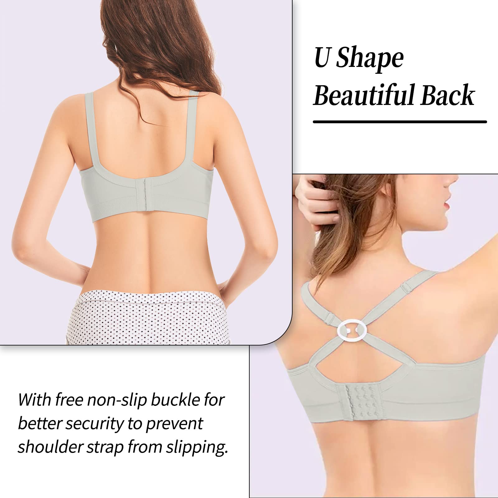 Dresime Reggiseni Allattamento 3 Pezzi Senza Cuciture Reggiseno Premaman Senza Ferretto Morbido con Imbottito Reggiseno Gravidanza con Estensioni Extra del Reggiseno e Clip