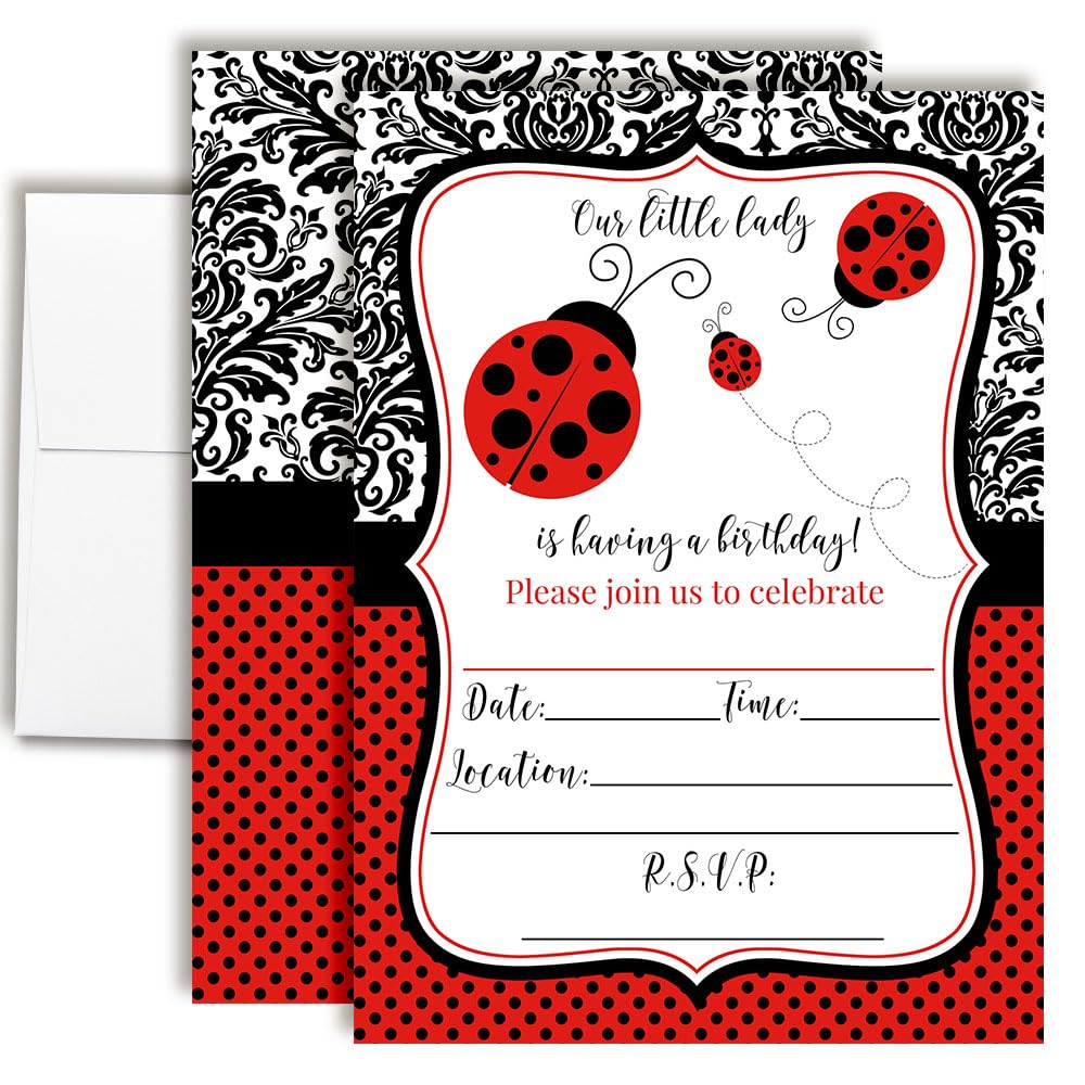 Invitaciones de cumpleaños infantiles de 5x7 pulgadas con sobres para invitadas de comunión o fiesta