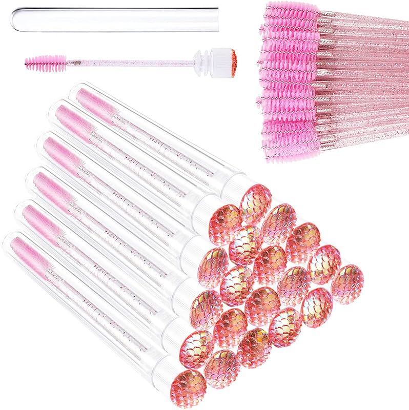 Kit La Jolie Jasmin com 20 tubos para escovinhas de cílios e 70 escovinhas descartáveis, Scale Pink