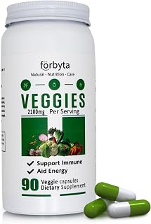Veggies Dietary Supplements – Daily Plant-Based Support with Essential Nutrients – 90 Vegan Capsules – Vegan & Gluten-Free