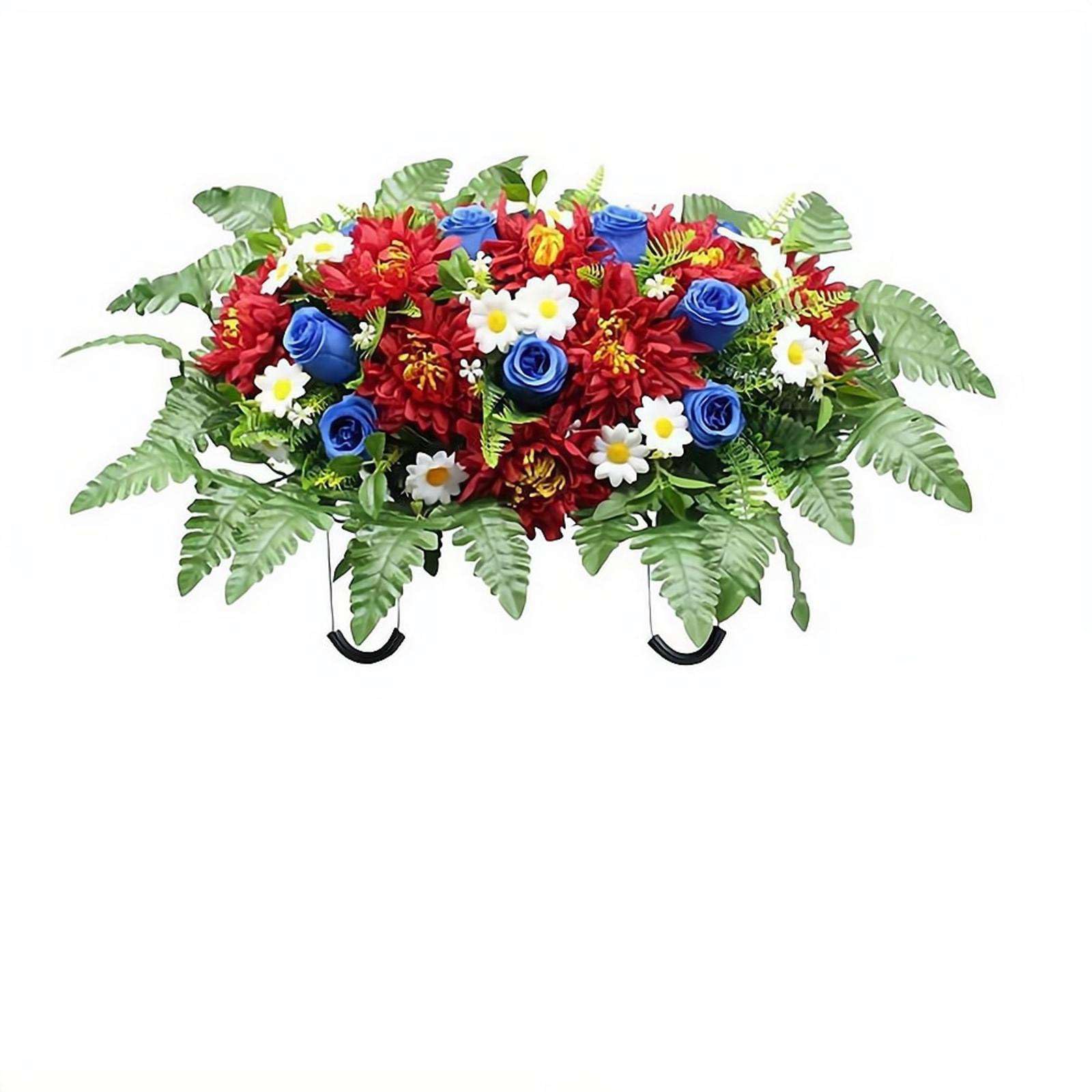 Sillín de flores de lápida resistente a los rayos UV para decoración de tumbas