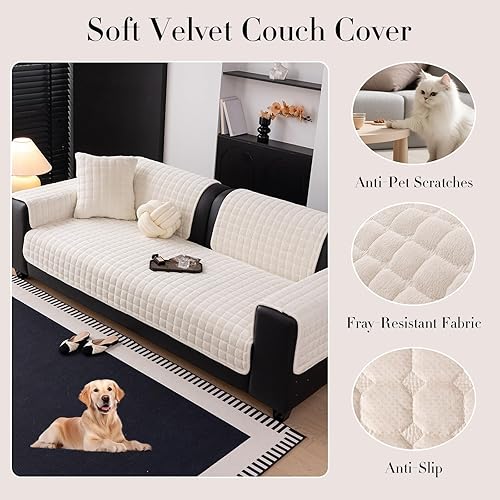 Miniatura 2 de Fundas de terciopelo para sofá, fundas de sofá lavables seccionales, fundas de sofá medianas antideslizantes para sillón reclinable y sofá biplaza
