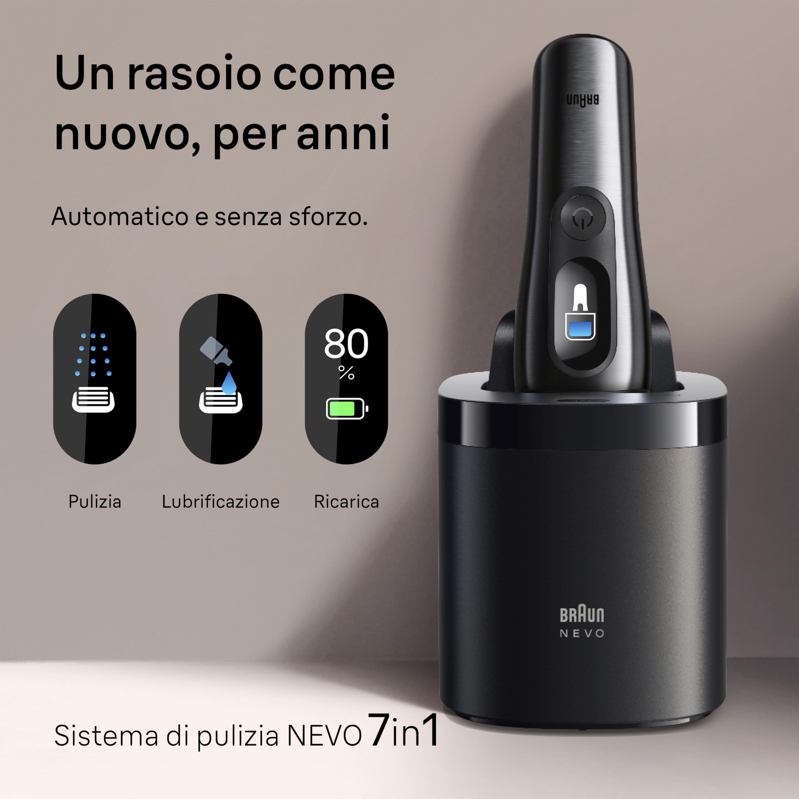 Braun NEVO Rasoio Elettrico Barba, Custodia Da Viaggio, NEVO15115C, Grafite