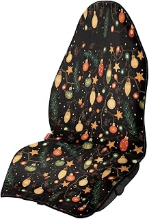 Dark Small lamp Cartoon Illustration Car Front Seat Cover (Single) Hand-Drawn Fun Design for Most Cars, SUVs and Trucks, Sweat-Wicking Towel Bottom, Machine Washable​