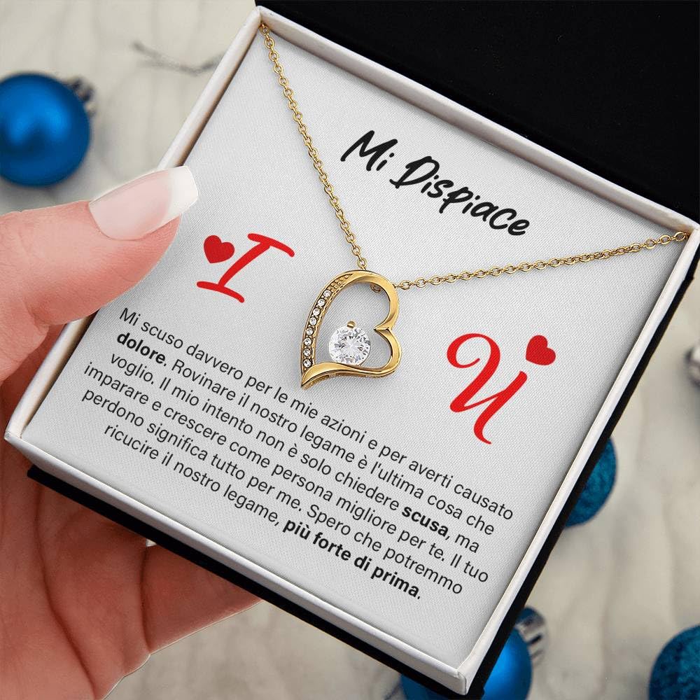 Bramart Collana Donna Scusami Amore Fidanzata Argento Idee Regali per lei, Anniversario Perdono, Compleanno o Natale - Cofanetto con DEDICA incluso.