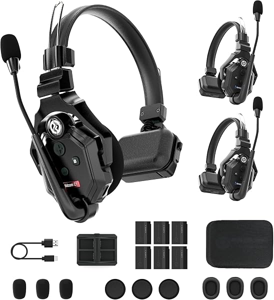 Hollyland Solidcom C1 Set Intercom Wireless Full-Duplex 350m Portata per 3 Persone Comunicazione Team Produzione Cuffie Professionali Single-Ear con 1 Cuffia Master e 2 Cuffie a Distanza (3S) - 1