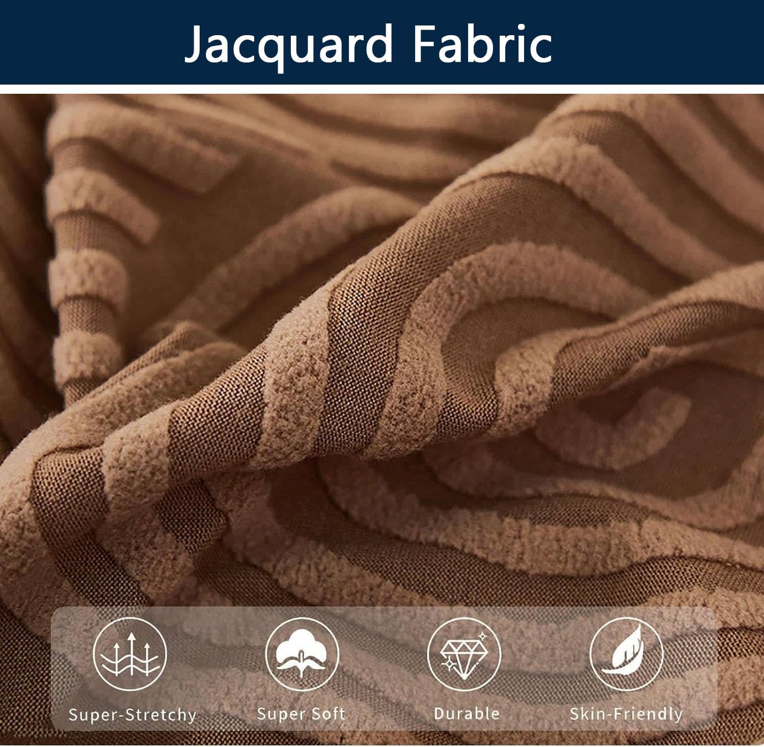 YOPOIY Sofa Bed Slipcover with Skirt, Stretch Jacquard Futon Cover Washable Folding Armless Sofa Cover with Elastic Bottom (Beige,Small)