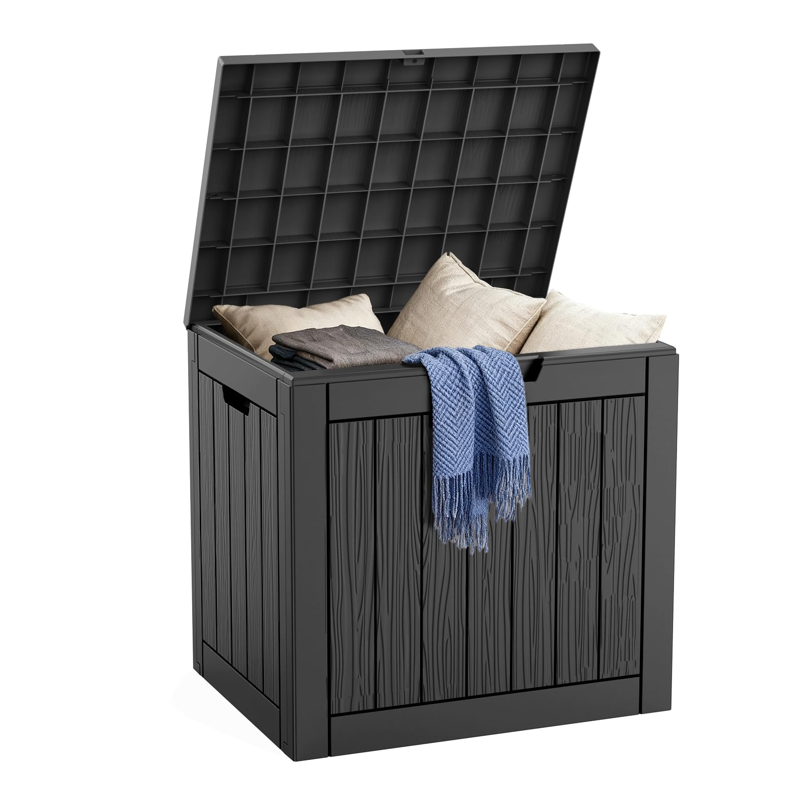 DRATO Deck Boxes, 31 Gallon Outdoor Storage Box for Patio Cushion, Sports Equipment, Garden Tools, Waterproof and UV Resistant, Lockable (Black)