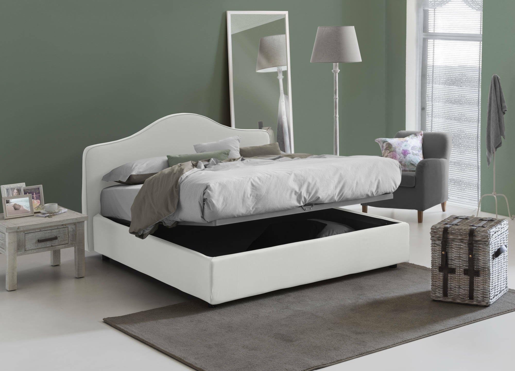 Talamo Italia - Letto matrimoniale Annunziata, Letto contenitore con rivestimento in tessuto, 100% Made in Italy, Apertura frontale, con materasso Cm 160x190 incluso, Grigio