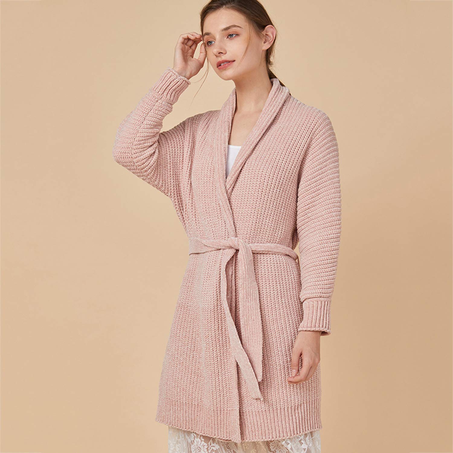 Pijamas Suaves De Chenilla, Batas De Baño De Color Rosa De Manga Larga, Batas Holgadas Y Sueltas, Suéteres Otoñales M
