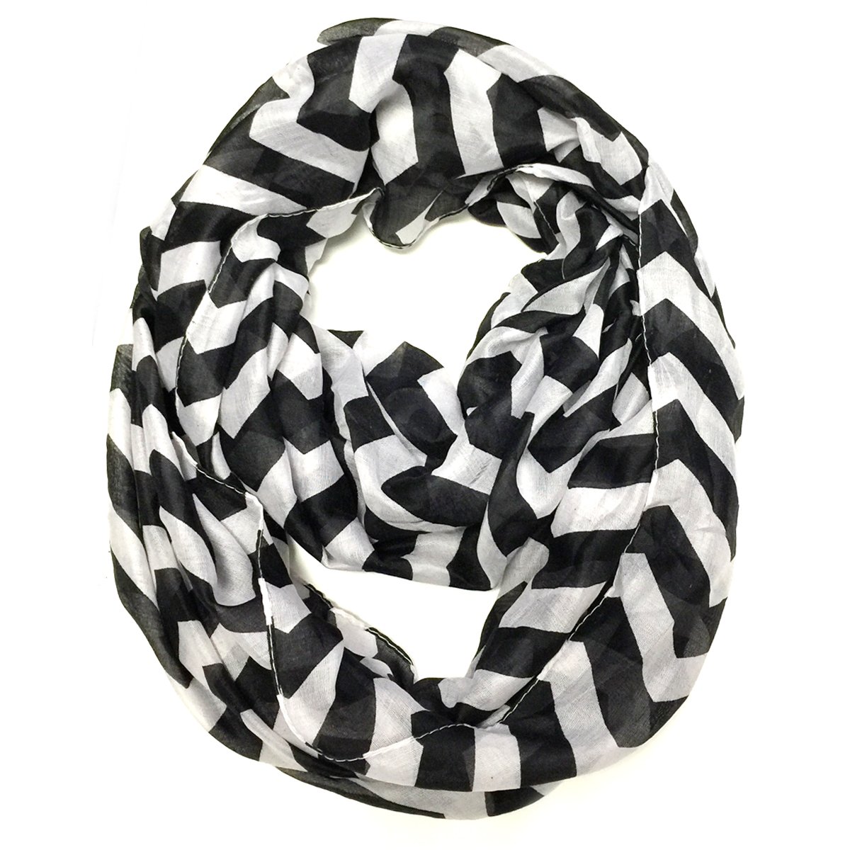 Wrapables - Bufanda ligera con diseño de zigzag - Negro - talla única