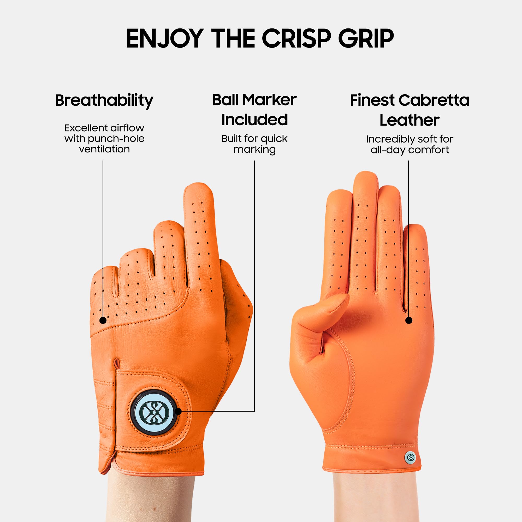 Clapley - Guanto da golf da donna, in pelle Cabretta di alta qualità, con marcatore magnetico per palline, design traspirante, elastico