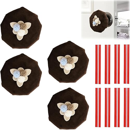 Vista 14 de Cubiertas de manija de puerta UFURMATE, 4 piezas, cubiertas de perilla redonda decorativa negra, guante de manija de puerta suave, protector de Negro