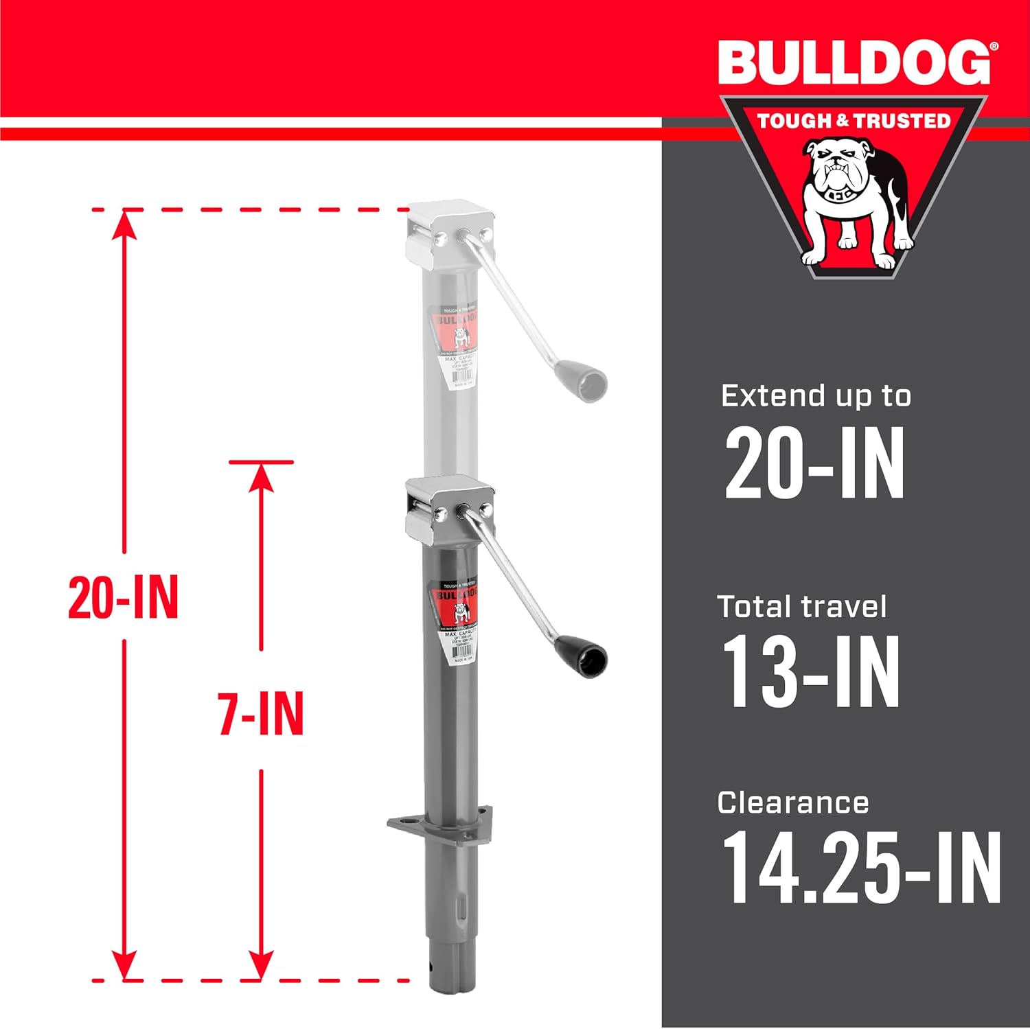 Bulldog 1550100317 A-Frame Trailer Jack,silver,3,000 lbs.