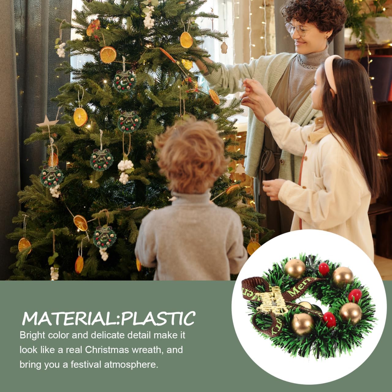 10Pcs Mini Christmas Wreath: 2.36 inch Miniature Artificial Wreaths for Window Door Xmas Tree Hanging Ornament Holiday Party Decoration - Image 9