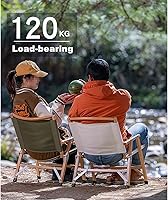 Vista 4 de UNISTRENGH Silla de camping plegable de madera, portátil, de madera de haya, para exteriores, para viajes por carretera, pesca, playa, patio y patio