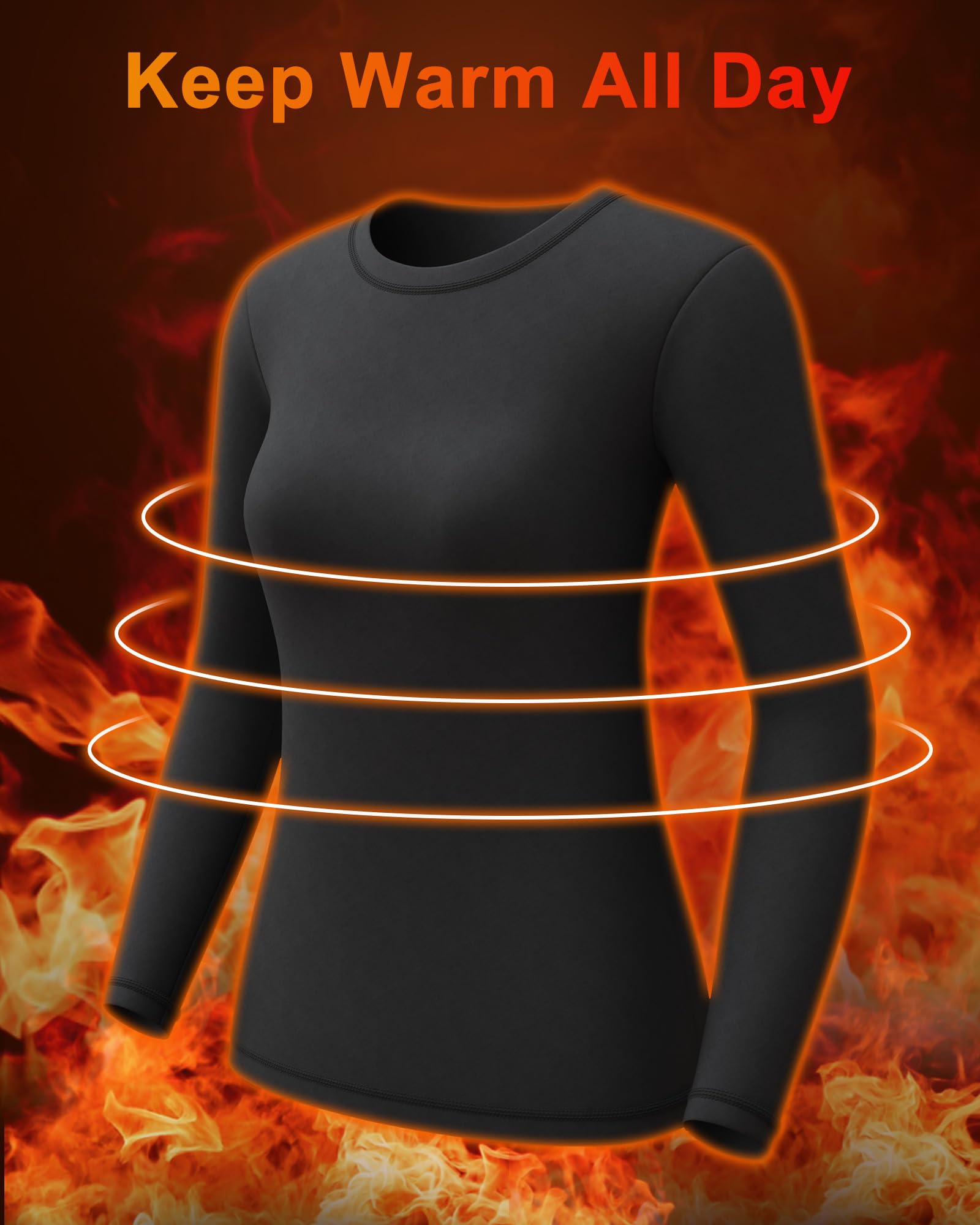 Long Sleeve Thermal Tops for Women Base Layer Ladies Vest Shirts Thermal Underwears Inner Wear Warm Ski Hiking Clothing