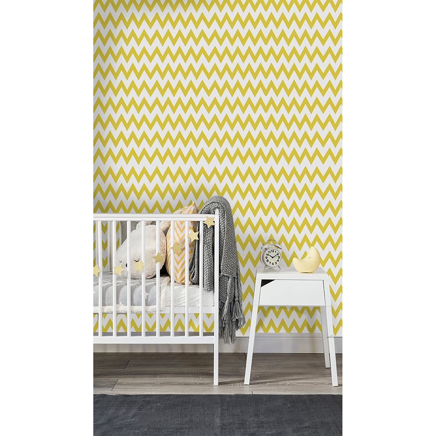Papier peint zigzag grand format pour relooker un meuble de chambre ou salon