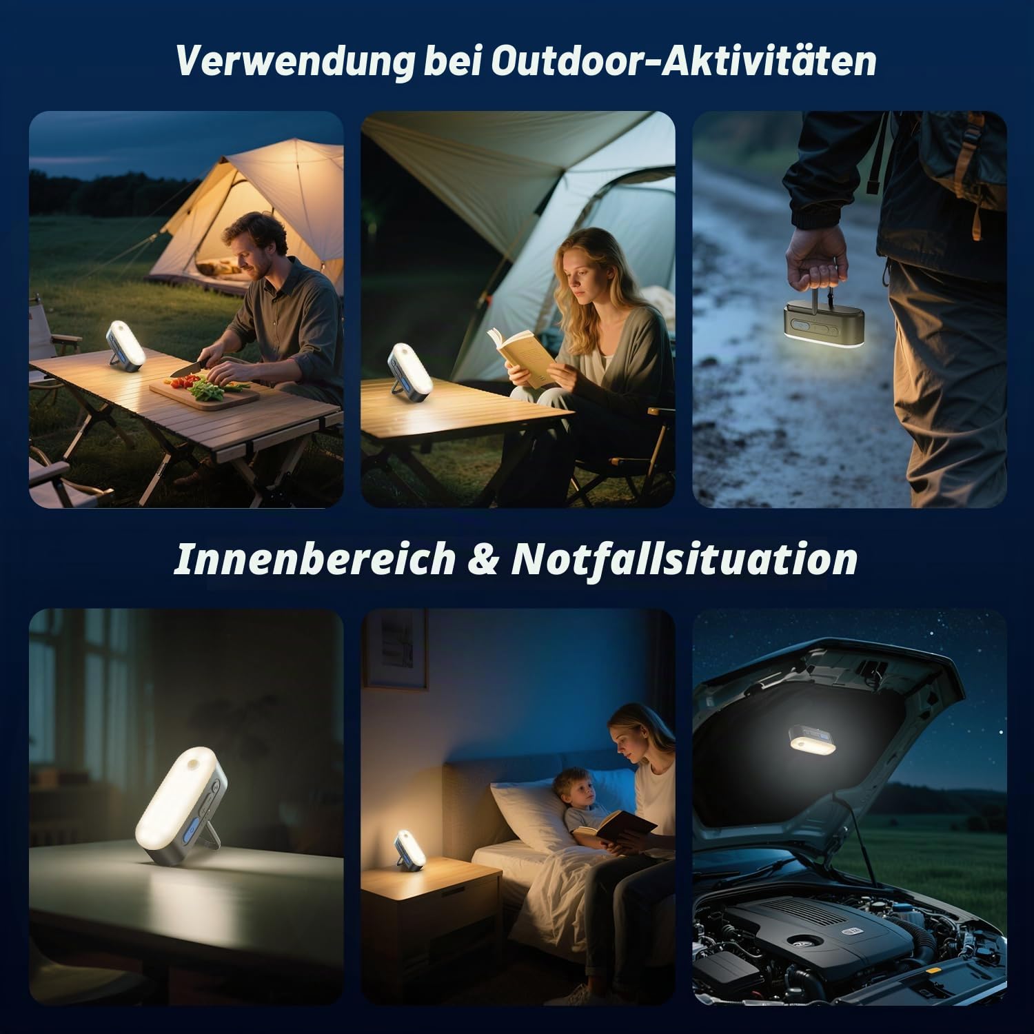 Bewegungsdetektor-Campinglichter, aufladbare Campinglaterne, tragbare hängbare Zeltlichter, IPX5-wasserdichtes Notlicht für Draußen, SOS-Modus, magnetische Arbeitslicht, 2 Stück