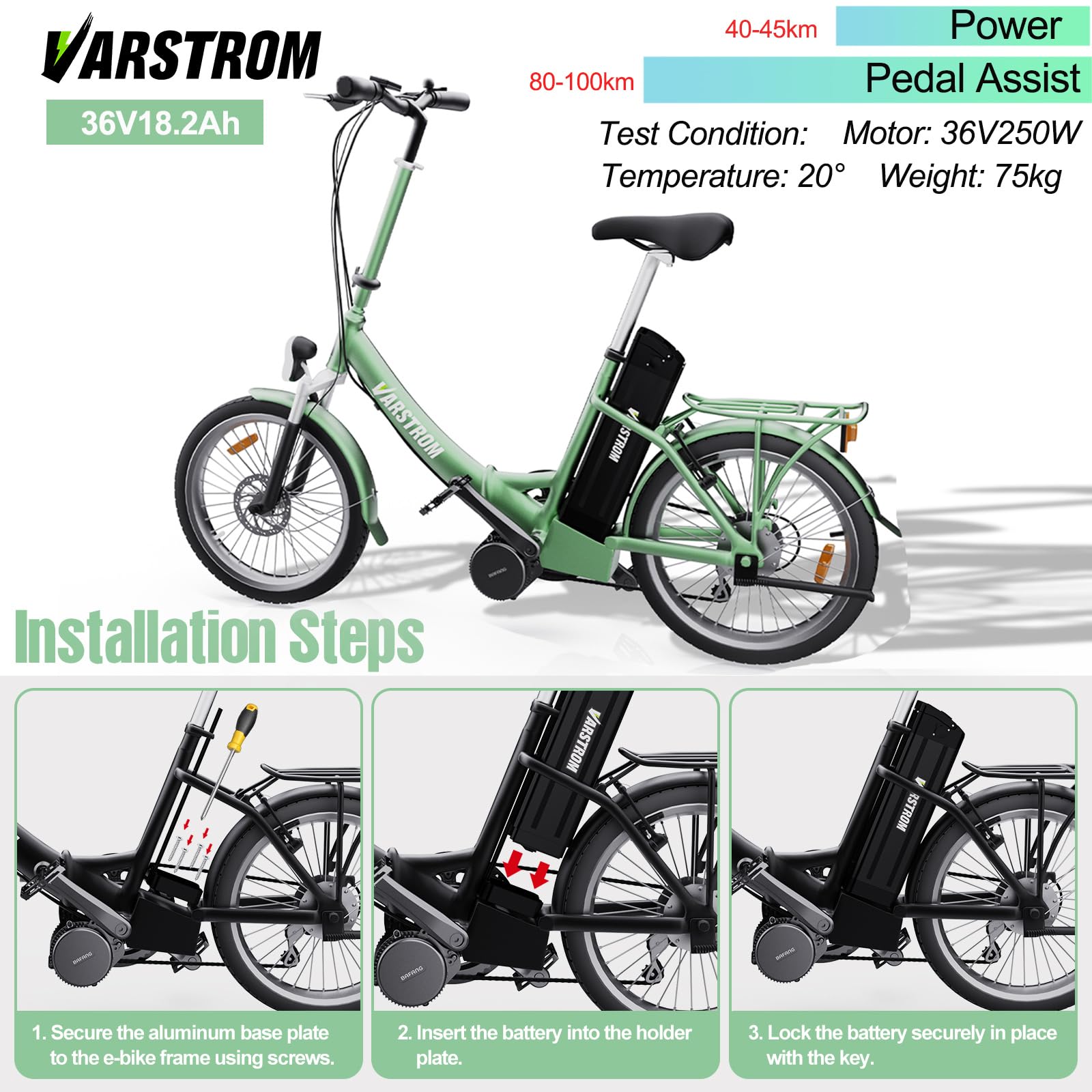 Batterie de Velo Electrique 36V 18.2Ah pour Moteurs 36V | Batterie Lithium Ebike pour Batterie Ebike