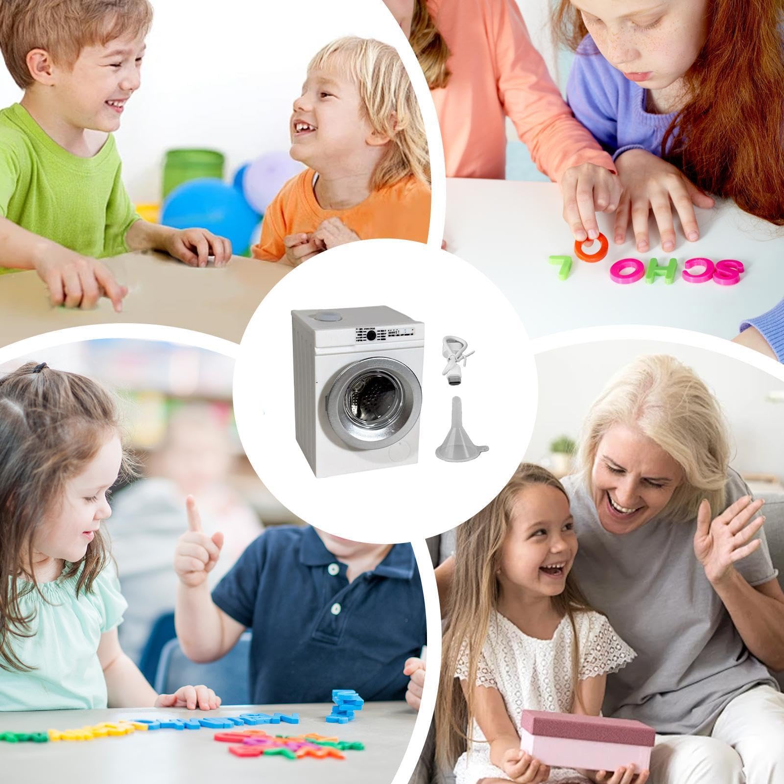 Zabawka do mycia w pralce, miniaturowa drabina gospodarstwa domowego, akcesoria do wielokrotnego napełniania z funkcją, otwierana pokrywa ze szczegółami, 2,36 , produkt dziecięcy, zestaw