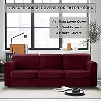 Vista 2 de UNBBRRL Fundas de sofá de 7 piezas para sofá, funda de repuesto para sofá Ektorp de 3 asientos con 1 funda principal, 3 fundas de cojín de asiento