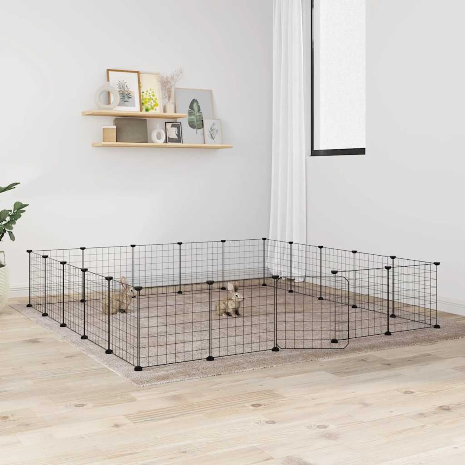 Jaula para Mascotas de 20 Paneles Puerta, Xichuzi Jaulas para Conejos, Jaula Cobaya, Recinto para Conejos, Valla para Mascotas, Cosas para Conejos, Parque para Conejos, Acero Negro 35x35 cm