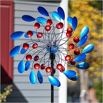 Solar Wind Spinners for Yard and Garden - Metal Wind Spinners Outdoor, Wind Sculptures for Birthday Gifts Decorations(80'' x 24'')