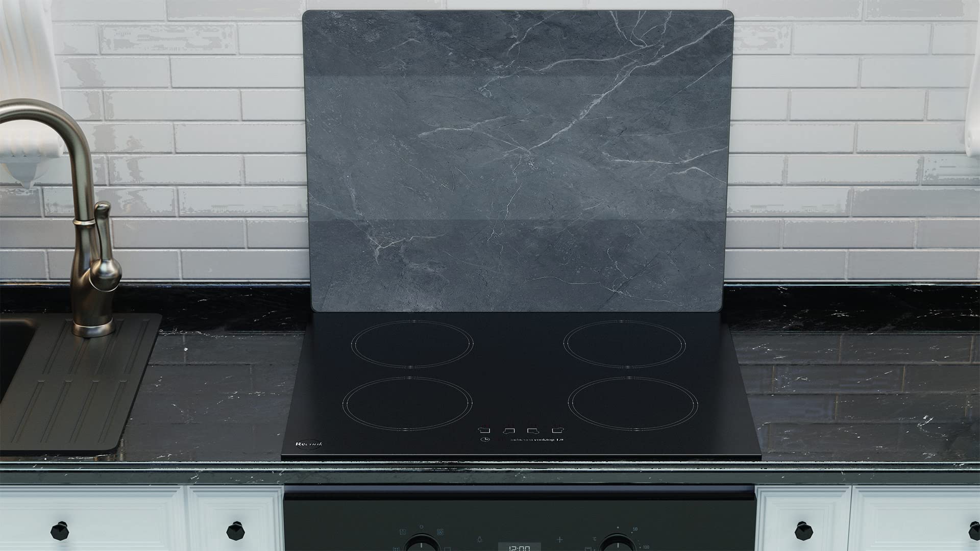 ALLboards Glass Chopping Board Anthracite Grey Marble 60x52cm Cutting Board Splashback Worktop Saver for Kitchen Hob Protection Hot Cover Heat Resistant Multi-Glass Plate Dishes Pad Work Surface - Image 4