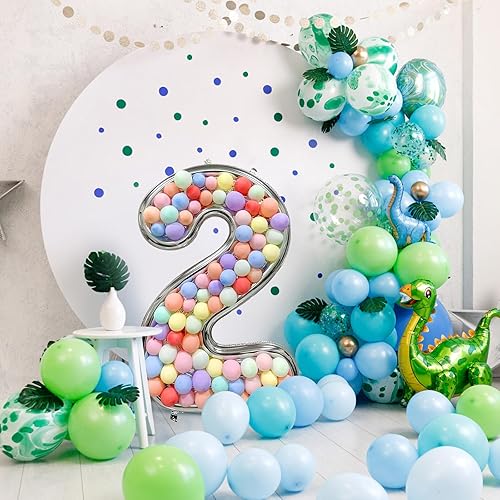 Miniatura 7 de Juego de marcos de globos de número de 5 pies, números de mosaico para globos, números de marquesina con 100 globos de macarrón para decoración de