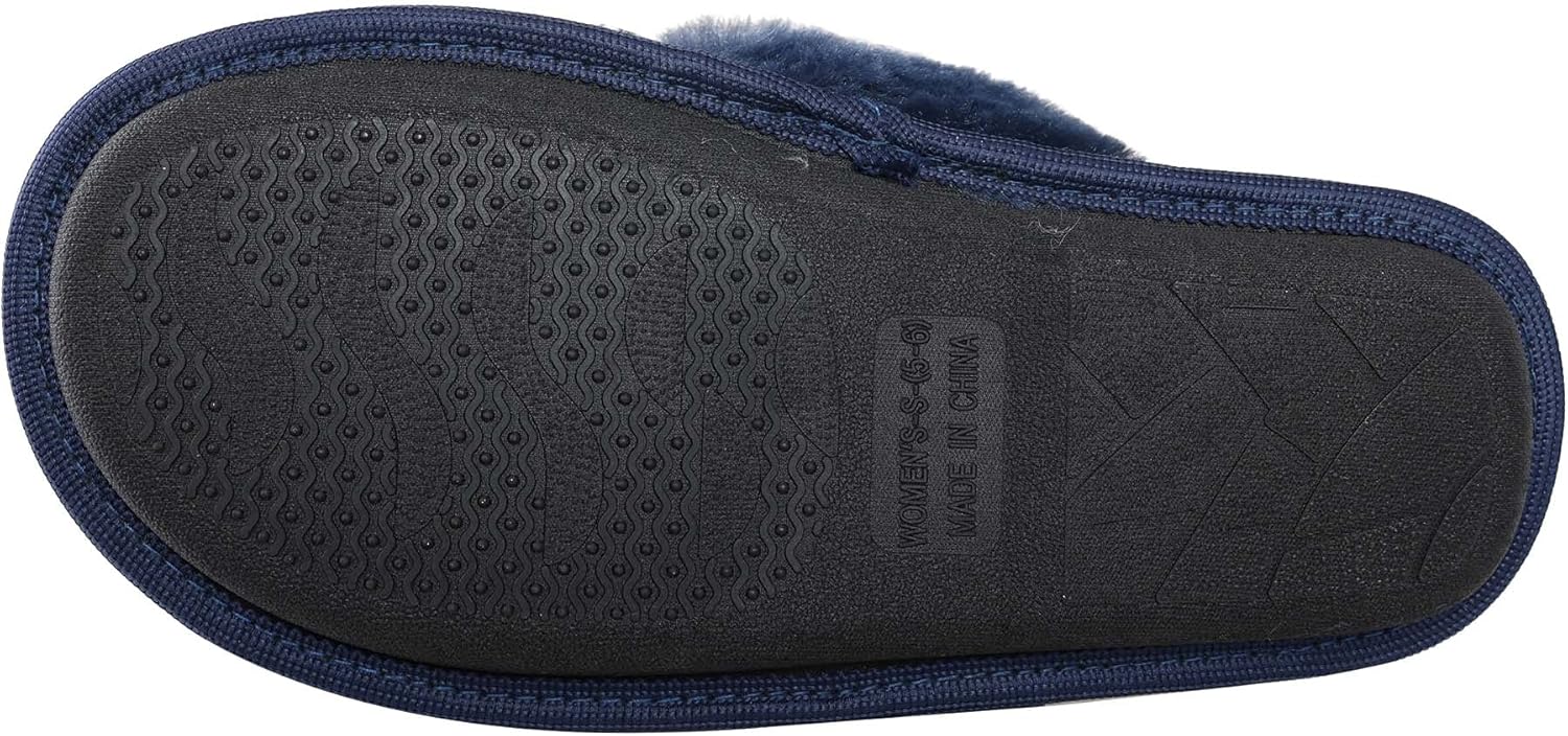 FOCO Womens NFL Team Script Wordmark Fuzzy Cross Slide Slippers - Image 5