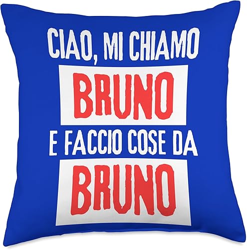 Bruno Idea Regalo Personalizzata con Nome Ciao Sono Faccio Cose Da Bruno Personalizzato Ironica Throw Pillow, 18x18, Multicolor