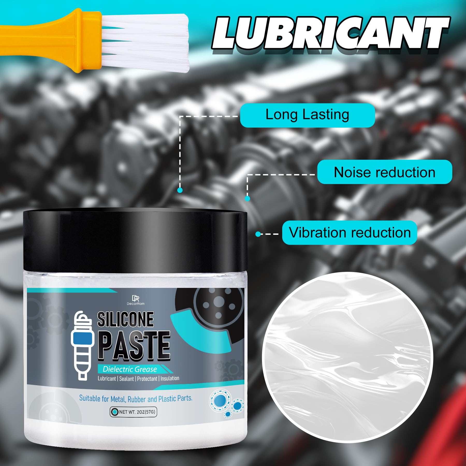 Grasa de silicona, 114g 100% lubricante de silicona, utilizado para conectores eléctricos, velas de encendido, terminales de batería, frenos