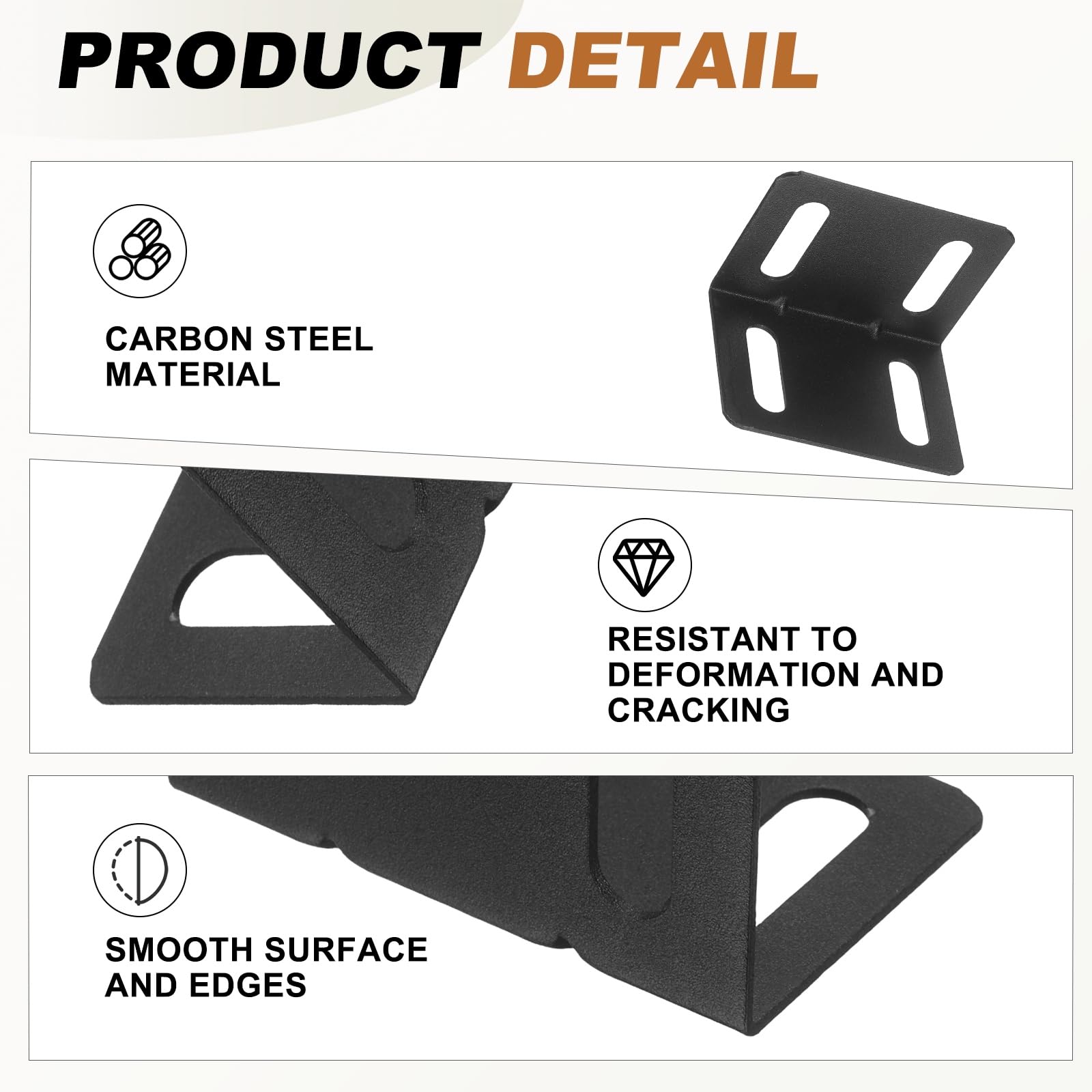 QUARKZMAN 4 Pezzi Staffe Angolari 2.95" Carbon Steel L-Bracket Nero | Supporto Angolare Staffa Giunto Angolo Retto, Con Viti, Per Scaffalature In Legno Mobili