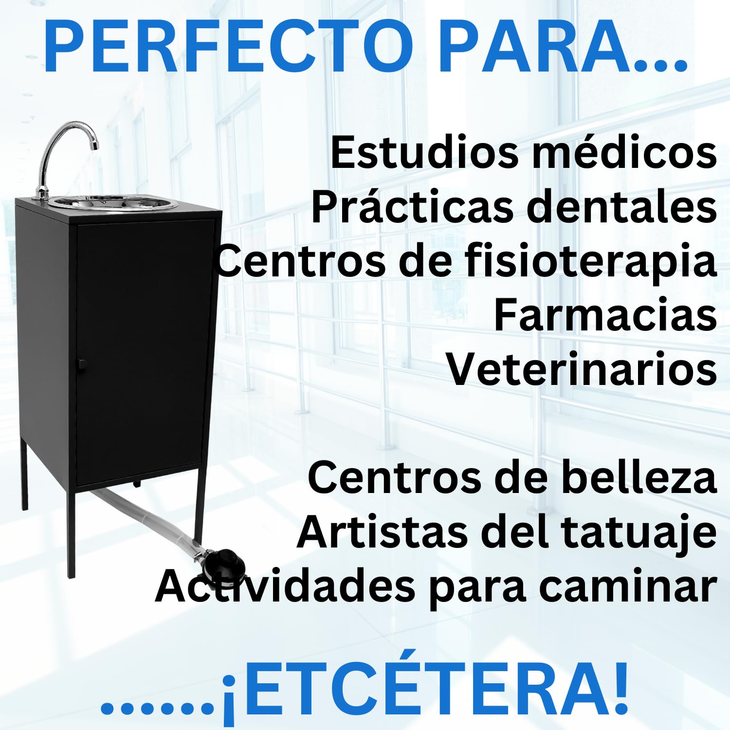 Express Water Noir Plus, Fregadero para Lavabo, Portátil Autónomo Transportable, con Depósito de Agua, en Acero Inoxidable, con Control por Pedal con Kit de Agua Caliente, Certificado